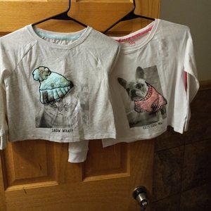 2 girls shirts NWT long sleeve tees embellished